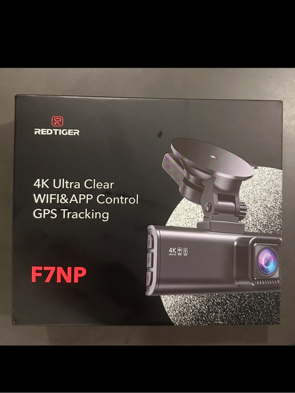 Black On-Dash Car Camera with Mount and Cable